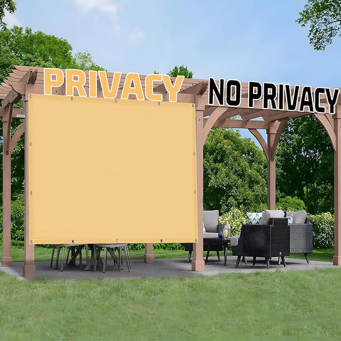 SUNNY GUARD Shade Cloth Custom Size 8x8 FT Sun Shade Screen Fabric Shade Cover Tarp with Grommets for Pergola Backyard Garden, Sand(We Customized)