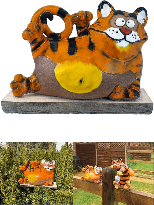 Ceramic Garden Decor - Cat Lawn Stake - Outdoor Statue - Perfect, Unique Gifts for Gardeners Woman, Men, Yard Gifts - Handmade, Frostproof