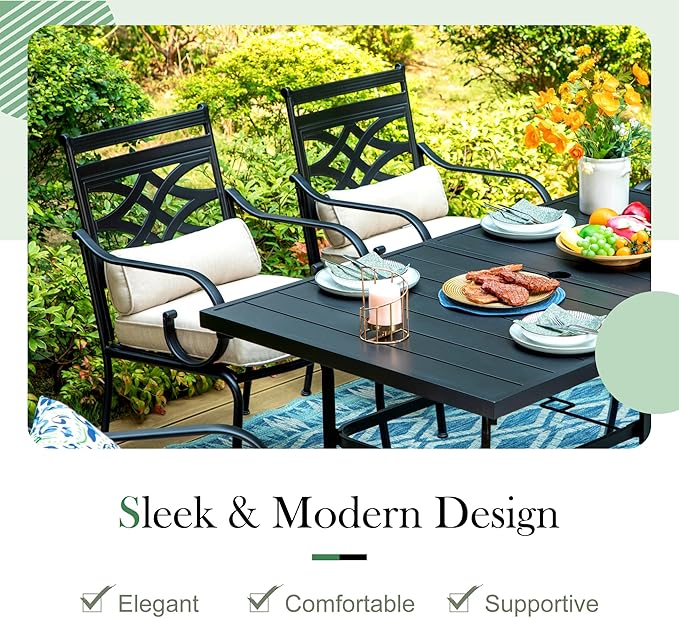 Sophia and William Outdoor Patio Dining Set for 4, Patio Table and Chairs Removable Seat Cushions, Patio Dining Table