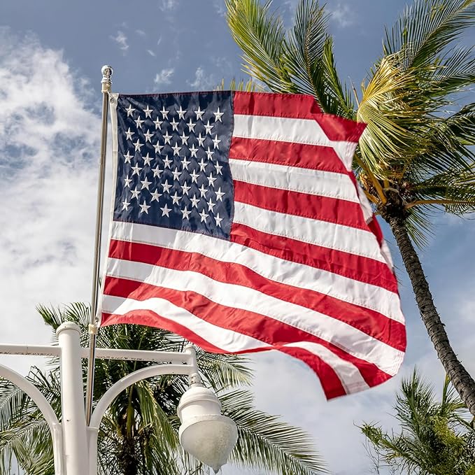 High Wind American Flag for Outdoor 10x15 Ft - Heavy Duty Allegiance US Flag with Embroidered Stars, Sewn Stripes & Brass Grommets All Weather Fade Resistant for Outside Use