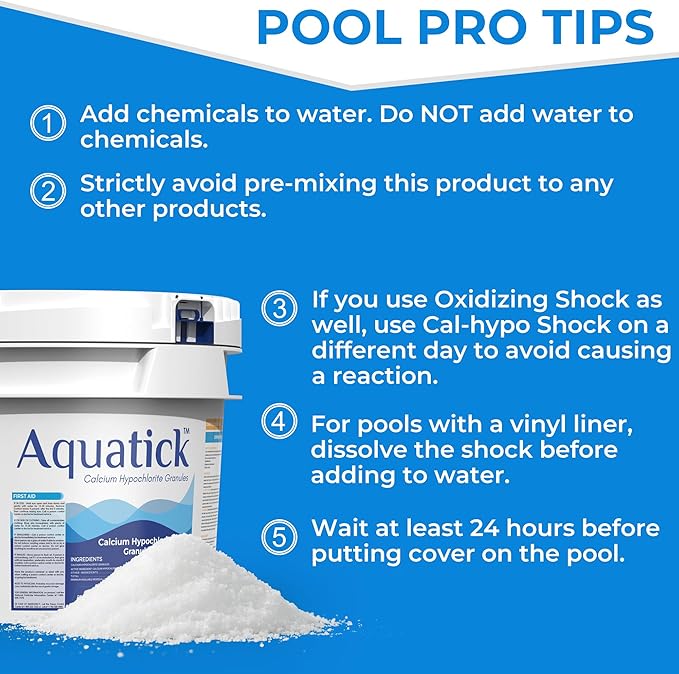 Pro-Grade Chlorine Pool Shock, 68% Cal-Hypo Granular Sanitizer, Prevents Bacteria & Algae, Restores Crystal Clear Water - Shock Treatment, Swimming Pool Chemical - 25Lb