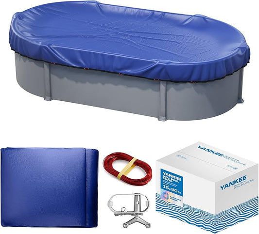 Yankee Pool Cover for Oval Pool | 15 x 30-ft | Oval Winter Pool Cover for Above Ground Pools | Extra Thick & Durable, UV-Resistant | Above-Ground Pool Protection