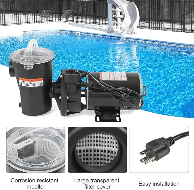Pool Pumps Above Ground 1.5 motor HP W3SP1580X15 Power Flo LX Single Speed Swimming Pools Pump 115V,11.2A,60HZ,3450RPM for In-Ground Pool and Spa