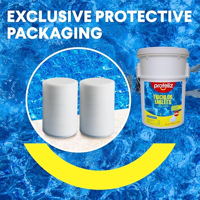 PROFELIZ Chlorine Tablets 3 Inch for Swimming Pools, Kills Bacteria and Stops Algae, Slow Dissolving,Exclusive Protective Packaging,Pool Chlorine Tablets,40lbs