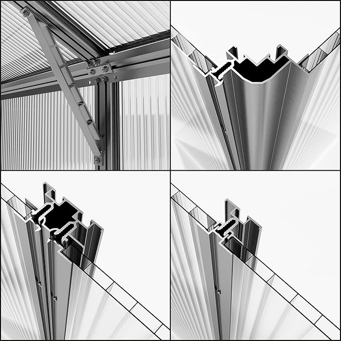 Greenhouse Topas 2 Aluminum Frame 7.4 x 4.4 ft with Approx. 6 mm Polycarbonate Panels