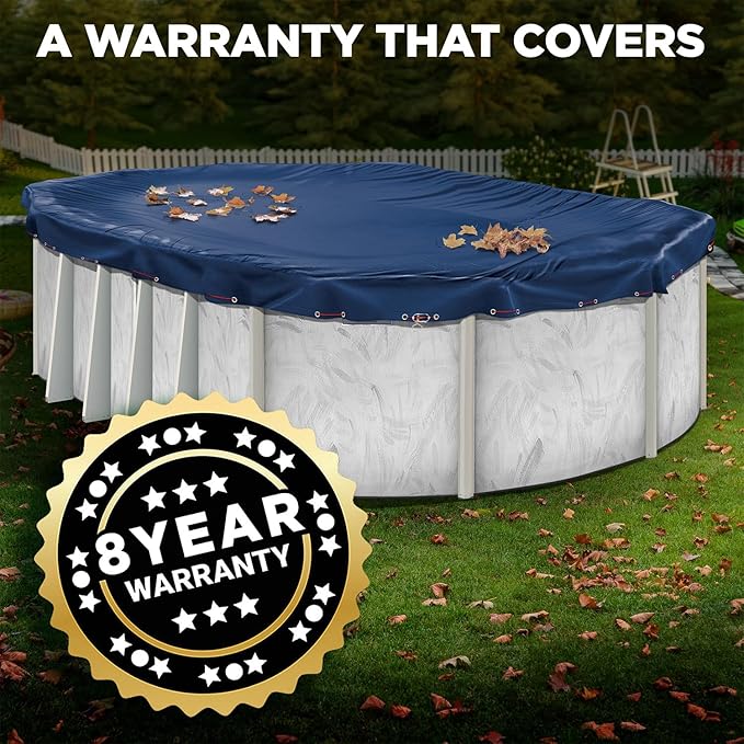 12 x 24 ft Oval Pool Covers for Above Ground Pools, Oval Winter Pool Cover, Swimming Pool Cover, Keeps Out Debris, Cold and UV Resistant, Supreme Mesh, Navy Blue