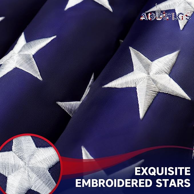 American Flag 5x8 Ft for Outside, Heavy Duty Nylon US Flag for High Wind, Durable Embroidered Stars, Sewn Stripes, Brass Grommets, Fade Resistant Waterproof USA Flags