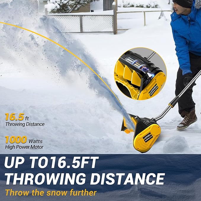Cordless Snow Shovel, 40V | 13-Inch | 4.0-Ah High Power Brushless Snow Blower, Battery-Powered Snow Blower for Patio, Deck, Driveway (2 * 40V Battery & Quick Charger Included)