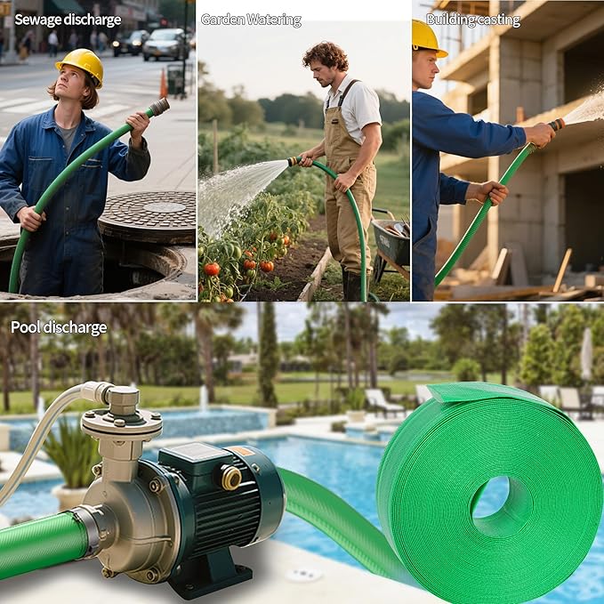 2" x 200' Pool Backwash Hose: Pool Drain Hose, Sump Pump Hose with Heavy-Duty 3-Layer, Lightweight, Kink-Resistant for Pool Drain, Irrigation