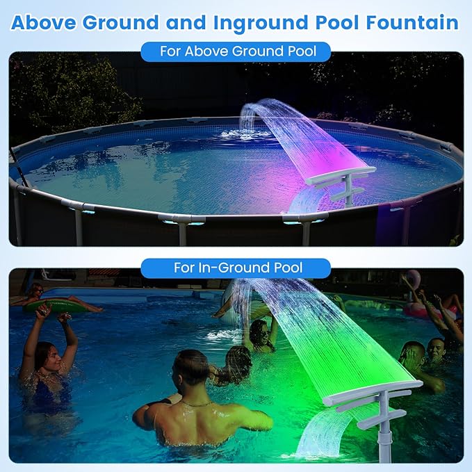 Pool Fountain for Above and Inground Pools,Upgraded Dual Spray Pool Aerator with 9-Color LED Lights and 4 Modes, 360° Adjustable Pool Sprinkler Fountain Pool Cooler Pool Accessories Pool Decor