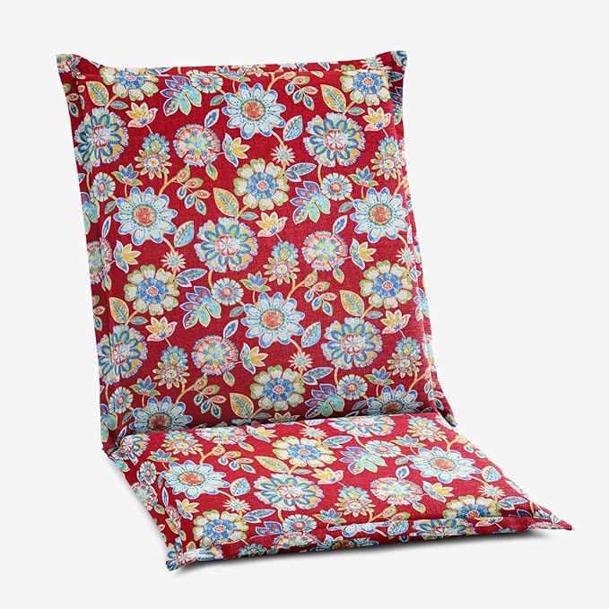 BrylaneHome Hinged Back & Seat Cushion - 21.5" H Seat Back - Patio & Outdoor - Water, Stain & Fade Resistant - Daelyn Cherry