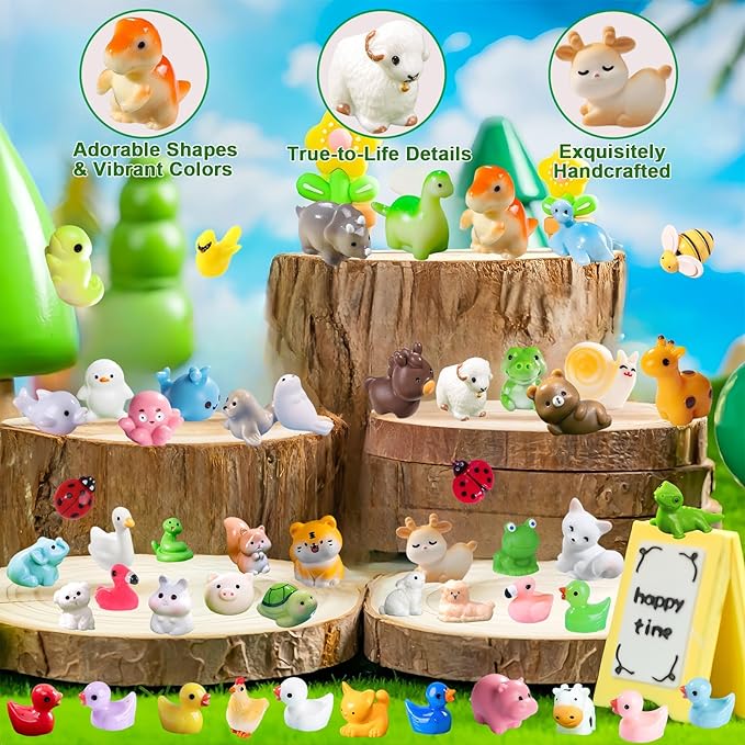 50 Pcs Mini Resin Animals Variety Pack for Miniature Dollhouse Fairy Garden Accessories Home Landscape Aquarium Hide DIY Craft Gifts Party Favors