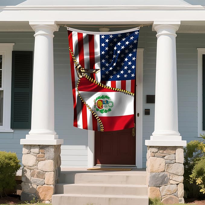 Vintage American America Usa Peruvians Peru Flags For Outside Yard 3x5 Ft Double Sided Printed 100d Polyester Lightweight Garden Welcome Outdoor Banner Brass Grommets
