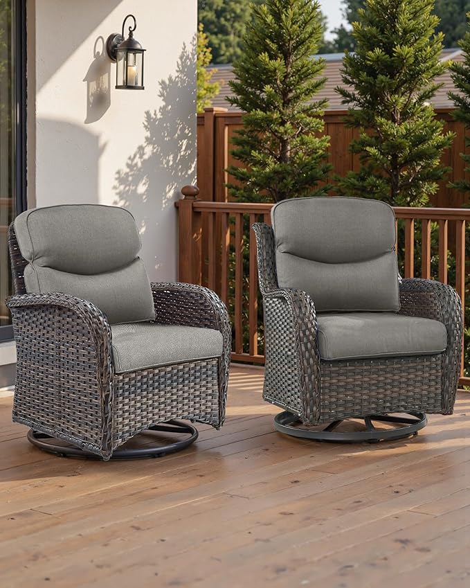 Pop 22x25/22x24 Outdoor Furniture Cushions Set of 6 - Comfortable Patio Chair Cushion for Rattan Wicker Dining Rocking Swivel Chairs Loveseat Couch L-Shape Sectional Sofa - Grey/Smile