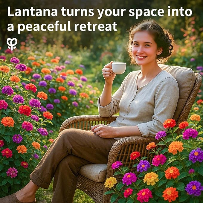 600 Lantana Flower Seeds – Colorful Perennial Seeds | Drought-Tolerant, Easy to Grow & Long-Blooming | Attracts Butterflies & Hummingbirds (600 Lantana Flower Seeds)