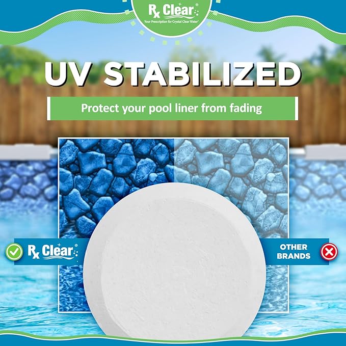 Rx Clear 3" Inch Chlorine Tabs | 35 Pounds | Individual Stabilized Chlorinating Tablets for Sanitizing Swimming Pools | Long Lasting, Slow Dissolving, and UV Protected