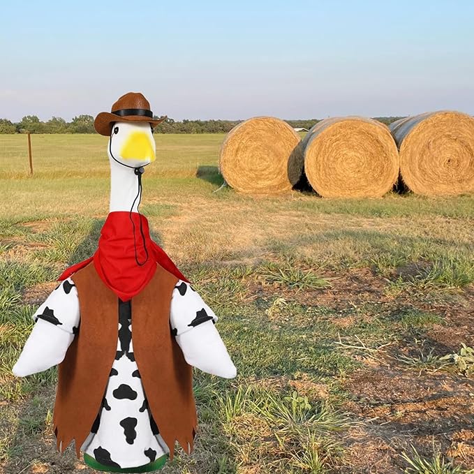 Porch Goose Outfits for 23" Plastic Porch Goose Cowboy Outfit Goose Clothes for Cement Goose for Indoor Outdoor Garden Yard Lawn Patio Art Decor(NZZ)
