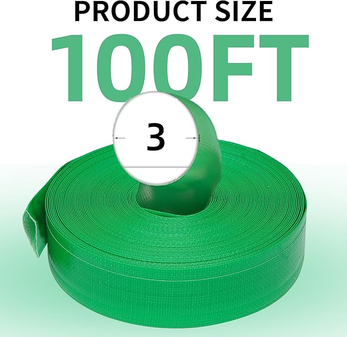 3" x 100' Pool Backwash Hose: Pool Drain Hose, Sump Pump Hose with Heavy-Duty 3-Layer, Lightweight, Kink-Resistant for Pool Drain, Irrigation