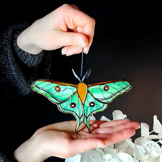 2024 New Handmade Stained Glass Butterfly Suncatcher, Sun Catcher Hanging for Car, Butterfly Decorations and Gifts for Women (B-Green)