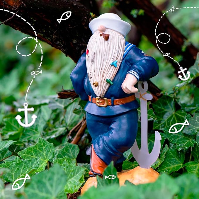 Navy Gnome 11.43" x 5.5", Funny Garden Gnomes, Gnomes Decorations for Yard, Patriotic Garden Decor, Navy Gifts, Army Gnome