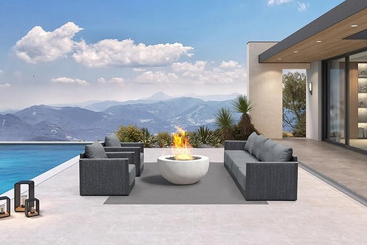 PURPLE LEAF 6 Pieces Patio Conversation Sets PP Rope Patio Sofa Sectional Set with Cushion Patio Conversation Set for Garden Poolside Backyard Gray