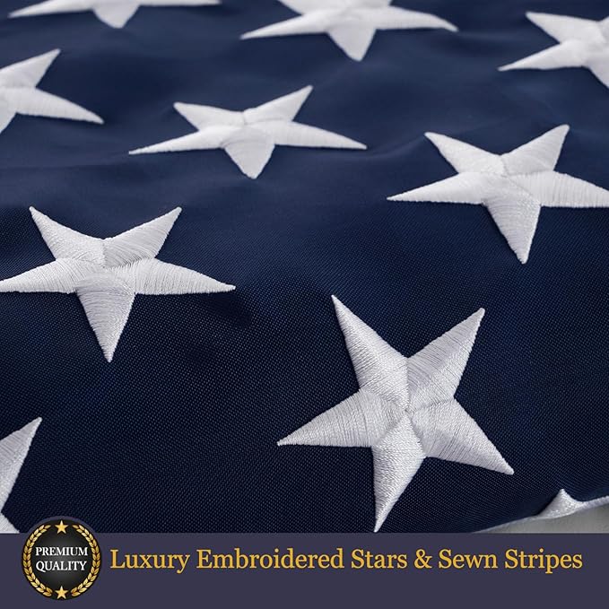 Homissor American Flags for Outside US Flag 2x3 Heavy Duty Outdoor USA Banner Embroidered Stars High Wind All Weather Sewn Stripes Brass Grommets