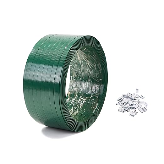 5/8"（16mm） Wide Green and 1000 feet Polyester Strapping Coil,1400 Pound Break Strength