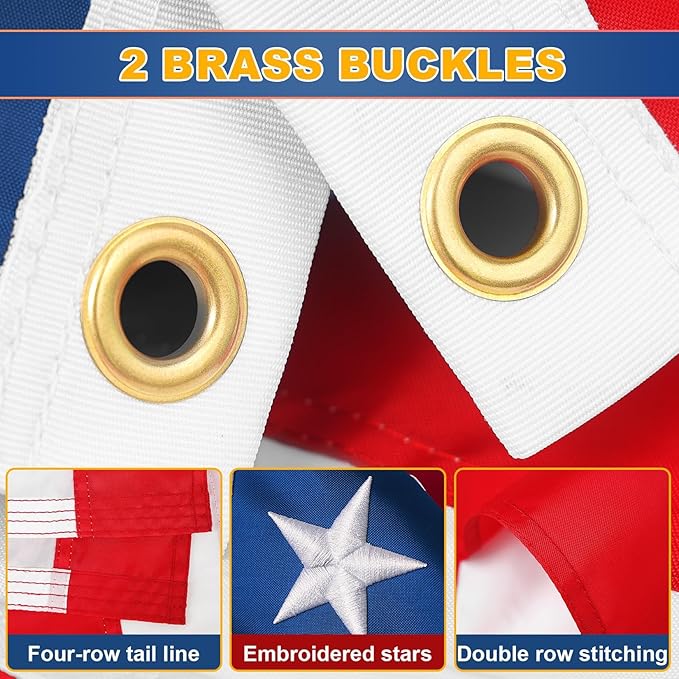 4x6 American Flag Outdoor Heavy Duty,4by 6 American Flag,US Flag,4' x 6' America Flag,America Flags For Outside 4x6,Embroidered USA Flags 4x 6,Long Lasting 4 by 6 Best High Wind all Weather US Flags