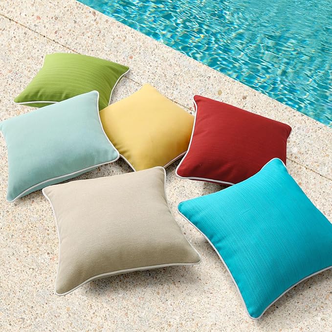 Decorative Outdoor Water Repellent Throw Pillows with Inserts, Set of 4, 18" x18" Pillows for Patio, Backyard, Bed, Couch, and Patio Furniture, Yellow
