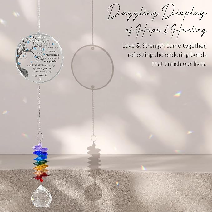 Memorial Suncatcher - Sympathy Gift for Loss of Loved One - Crystal Rainbow Maker - Bereavement Keepsake - Hanging Crystal Decor - Loss of Family Friend Pet - Ornament