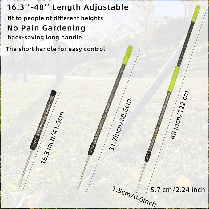 Weed Puller Tool, 48" Long Handle Weeder Puller Tool with Soft Foam Grip, Upgrade V-Shaped Forks Weed Remover Tool for Easy Weed Removal & Deeper Root Digging Gardening Hand Tools