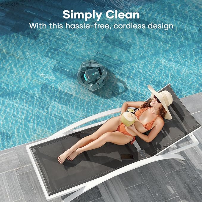 AIPER Cordless Robotic Pool Cleaner, Pool Vacuum Lasts 90 Mins, LED Indicator, Self-Parking, Ideal for Above-Ground Flat Pool up to 860 sq.ft