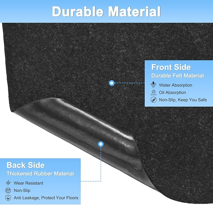 Outdoor Storage Shed Mat, 17 x 7.4 FT Garage Floor Mats with Reusable, Washable, Non Slip, Durable for Protects Garage Floors/Driveways/Entrance Doors/Deck [Gray]
