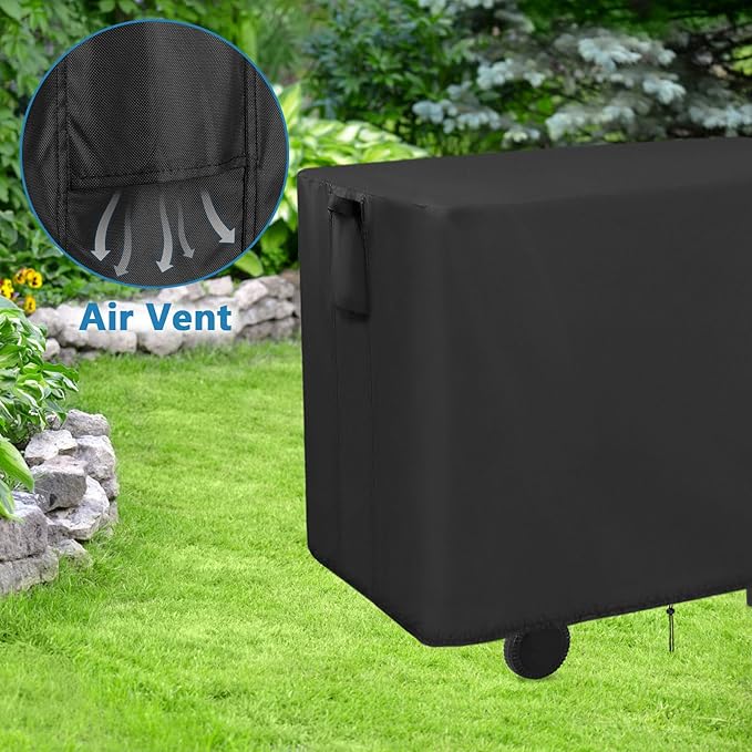 Outdoor Propane Deep Fryer Cover, 420D Heavy Duty Waterproof Outdoor Fryer Covers, Propane Deep Fryer Cover with 2 Buckles & Ventilation Opening, Black