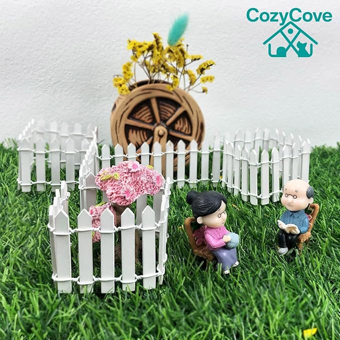 Miniature Fairy Garden Fence 35 Inches,Fairy Garden Accessories Outdoor Wood Picket Fence,DIY Flowerpot Decoration, Miniature Garden Decoration