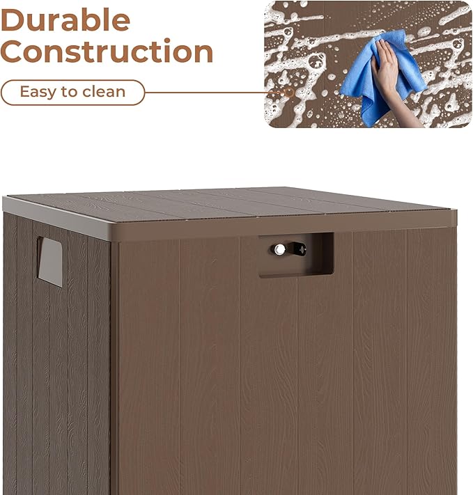 28 Gallon Outdoor Storage Box Waterproof, Patio Deck Storage Box For Package Delivery, Lockable Resin Deck Box, Square Deck Box Small Container for Furniture Cushions, Garden Tools, Pool Accessories