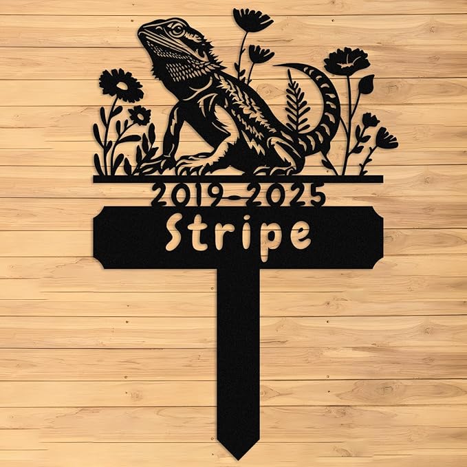 Custom Lizard Grave Marker,Personalized Pet Gecko Memorial Garden Stake,Pet Memorial Gift,Remembrance Stake,Loss of Lizard Gecko Iguana,Sympathy Sign Lizard 10inch