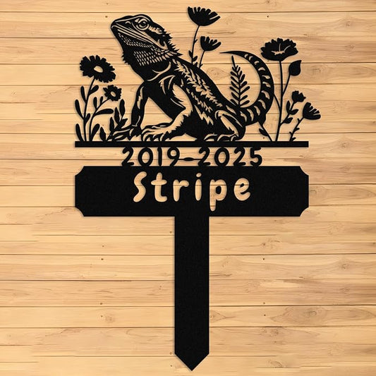 Custom Lizard Grave Marker,Personalized Pet Gecko Memorial Garden Stake,Pet Memorial Gift,Remembrance Stake,Loss of Lizard Gecko Iguana,Sympathy Sign Lizard 10inch