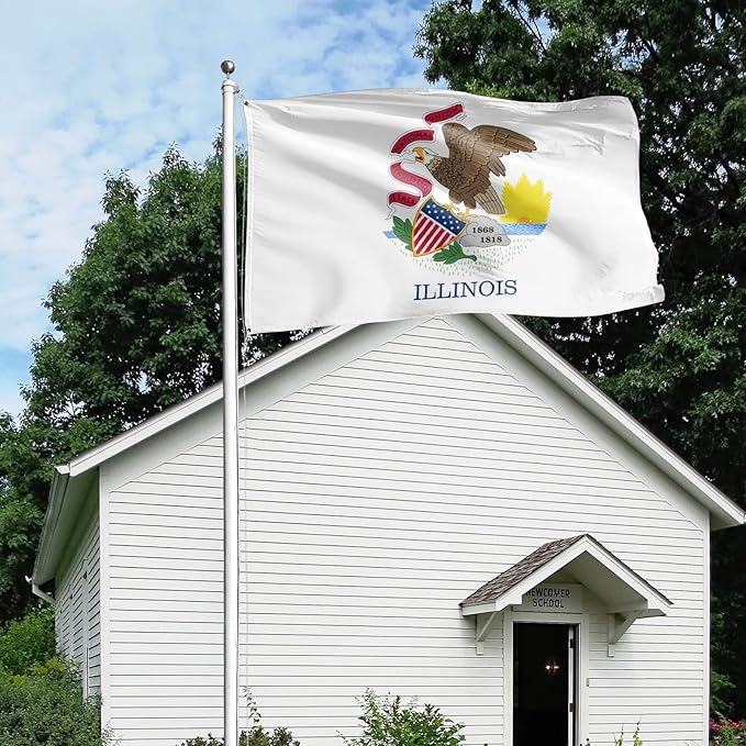 FLAGWIN Illinois Flag 3x5 FT - 3 Ply Double Sided Polyester Flags with Brass Grommets - Vivid Color and Fade Proof State of Illinois Flag 3x5 Outdoor
