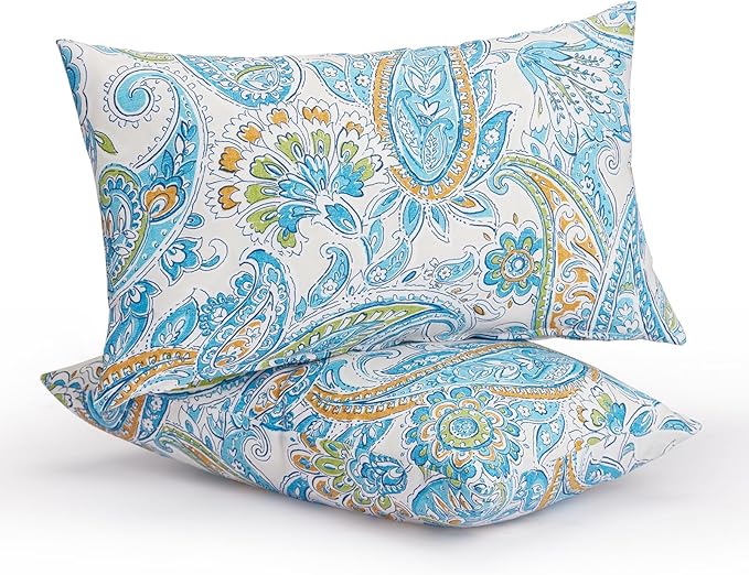Outdoor Lumbar Pillows Waterproof Covers 2 Pack 12×20 Inch, Decorative Toss Pillows Covers, Rain-Proof, Fade Resistant for Patio Furniture, Sofa, Couch, Garden
