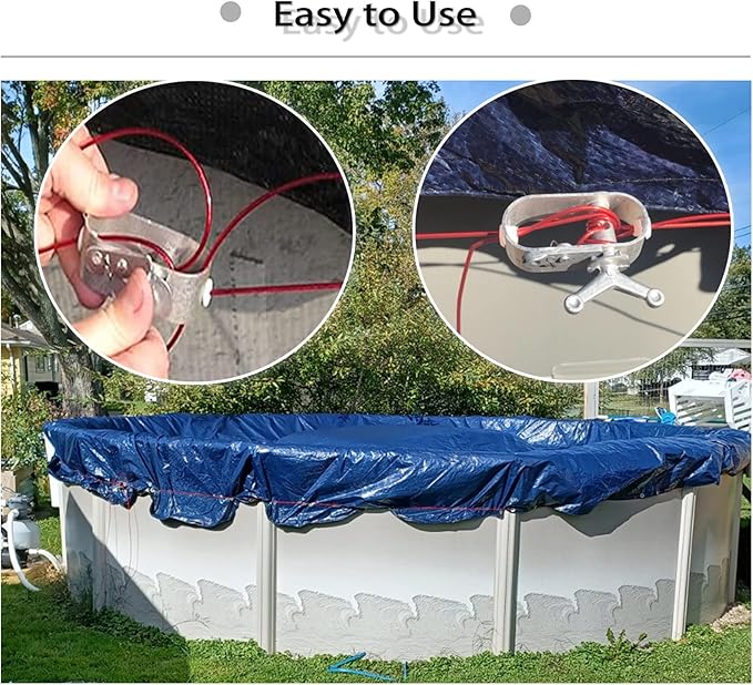 Pool Cover Cable and Winch - 100ft Pool Cover Cable and Aluminum Spring Loaded Ratchet for Securing Above Ground Swimming Pool Winter Covers