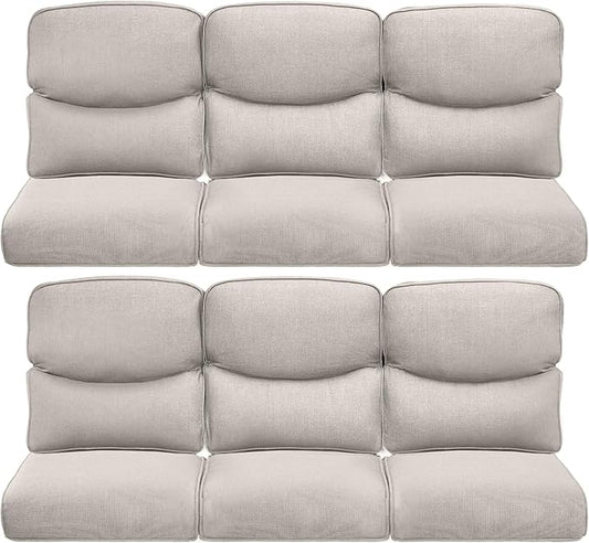 Pop 22x25/22x24 Outdoor Furniture Cushions Set of 6 - Comfortable Patio Chair Cushion for Rattan Wicker Dining Rocking Swivel Chairs Loveseat Couch L-Shape Sectional Sofa - Beige/Smile