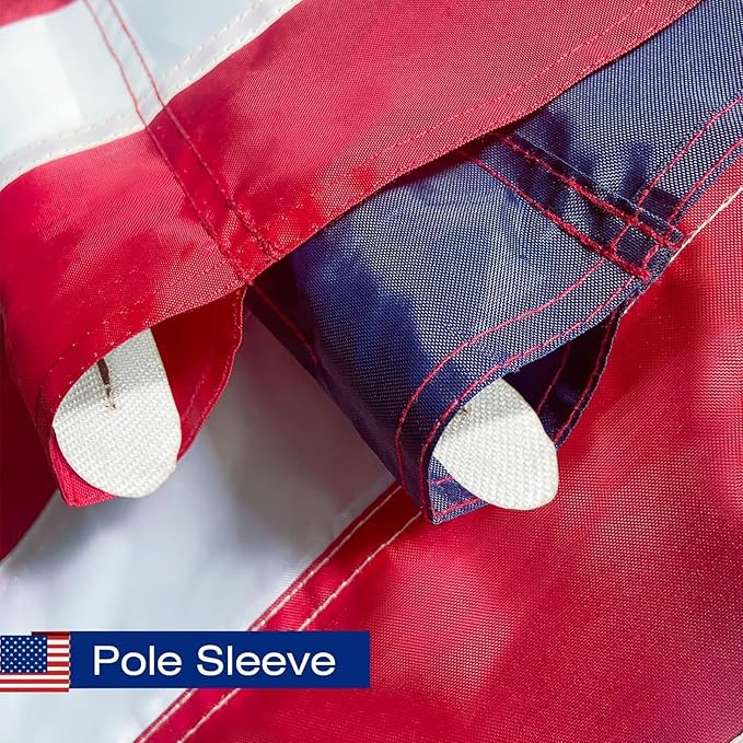 Sleeved Us Flag 2.5x4,Nylon American Flag Sleeve,New 420D Nylon,Heavy Duty Durable TearProof,Embroidered Stars,Sewn Stripes,UV Protection，Sleeved American Flag (Pole NOT Included)