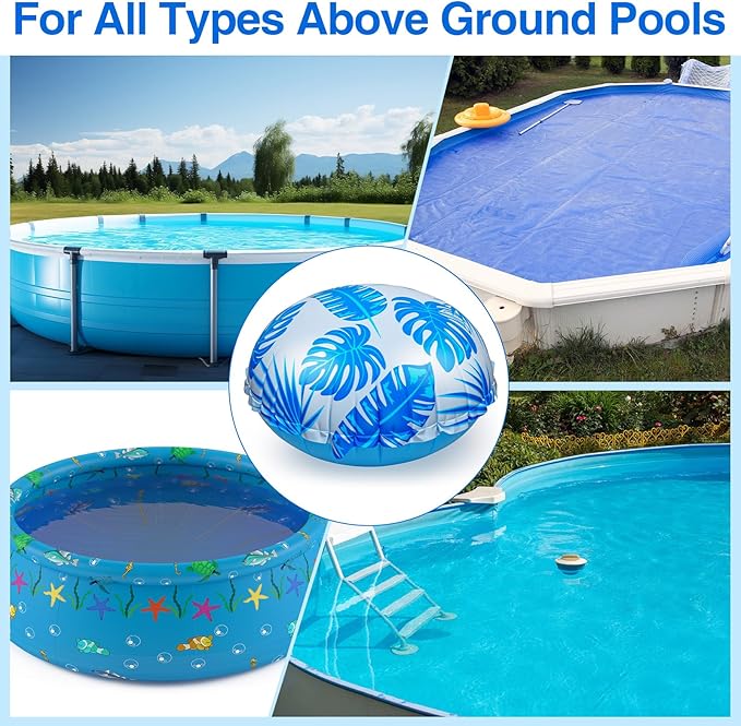 3pcs 4ft Pool Pillows for Above Ground Pools, Cover Balloon Winterizing Inflatable Air Pillow Float with Ropes PVC Ice Equalizer Closing Winter Swimming Ball Accessories