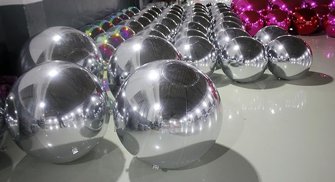 Generic Big Shiny Balls Giant Inflatable Mirror Balls for Events & Decor - Party, Advertising, Shows, Stage Decoration - Hanging & Standing-Various Sizes & Colors - Silver (1.5m/4.92ft)