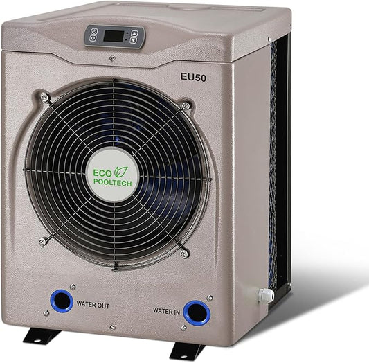 ECO POOLTECH EU50 Electric Pool Heater for Above Ground Pools Up to 5000gallons, Max16184BTU Swimming Pool Heat Pumps, 110V-120V/60Hz Plug-in Pool Warmer, High Efficiency