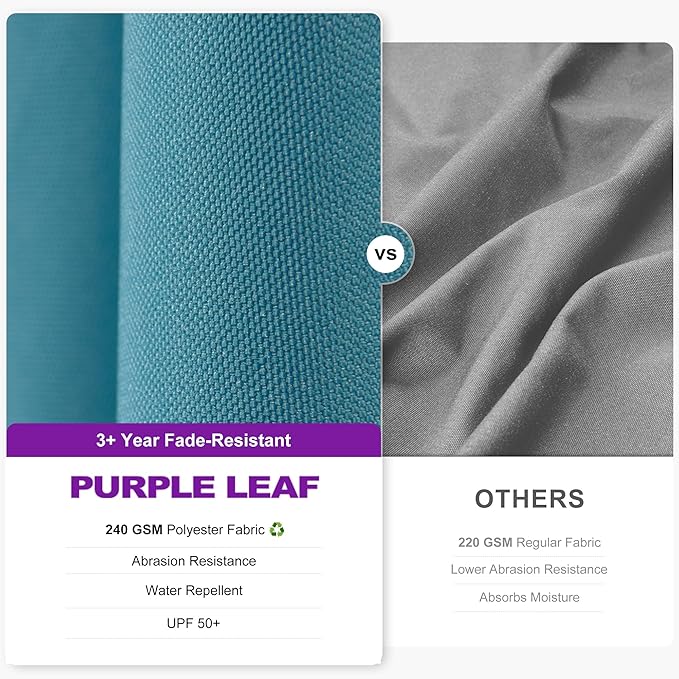 PURPLE LEAF 8' X 8' Left-right Tilting Patio Umbrella Outdoor Cantilever Swivel Square Umbrella Aluminum Offset Umbrella with 360-degree Rotation for Garden Deck Pool Patio Turquoise Blue