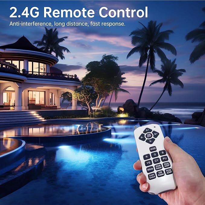 Venste 10 Inch Multicolor Smart Pool Light with 50 Foot Cord for Swimming Pool
