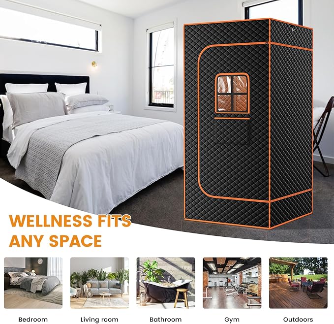 DoCred Portable Sauna for Home, Upgraded Personal Steam Sauna Box with 3L Steamer, Folding Chair, Extra Large Size Foldable Home Sauna, Full Body Sauna Tent for Relaxation Spa
