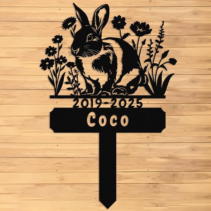 Custom Rabbit Grave Marker,Personalized Bunny Memorial Garden Stake,Pet Memorial Gift,Remembrance Stake,Loss of Bunny,Sympathy Sign Rabbit 8inch